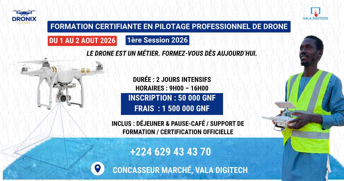 Formation Certifiante en Pilotage Professionnel de Drone