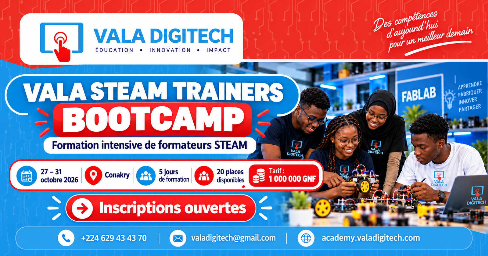 VALA STEAM TRAINERS BOOTCAMP ( une formation intensive de 5 jours pour devenir animateur/formateur STEAM )