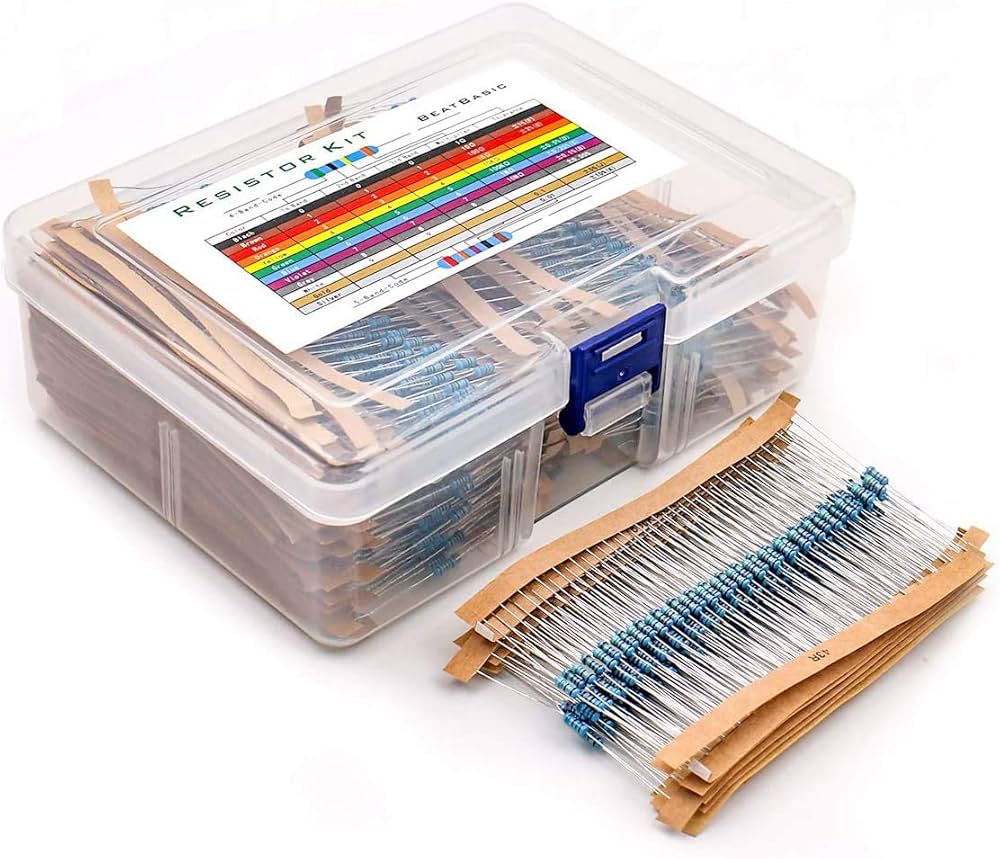 2600pcs Kit de résistance électrique 130 Valeurs 1 Ohm-3M Ohm 1/4W avec boîte en Plastique