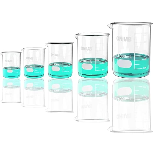 Béchers Gradués en Verre Borosilicate – Lot de 5 Pièces