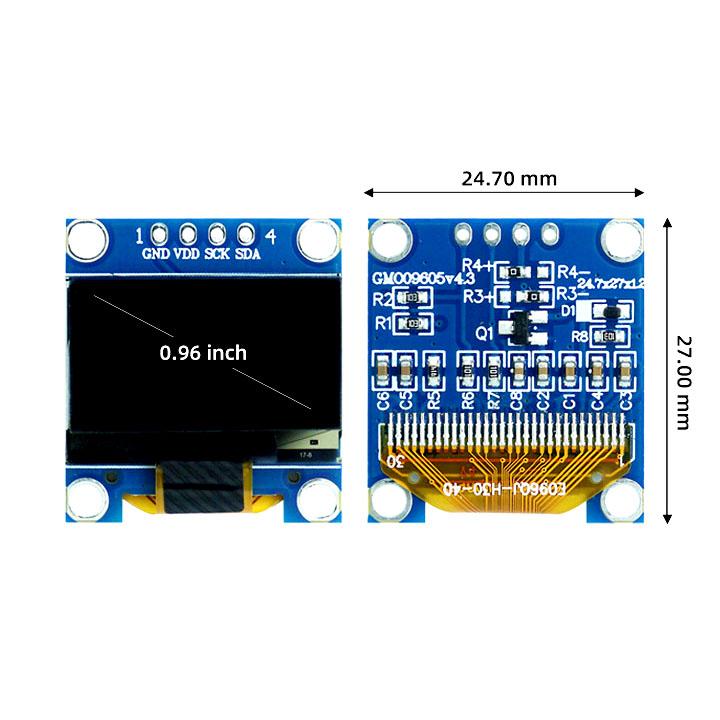 Écran OLED 0.96" I2C/IIC SSD1306 (4 broches)
