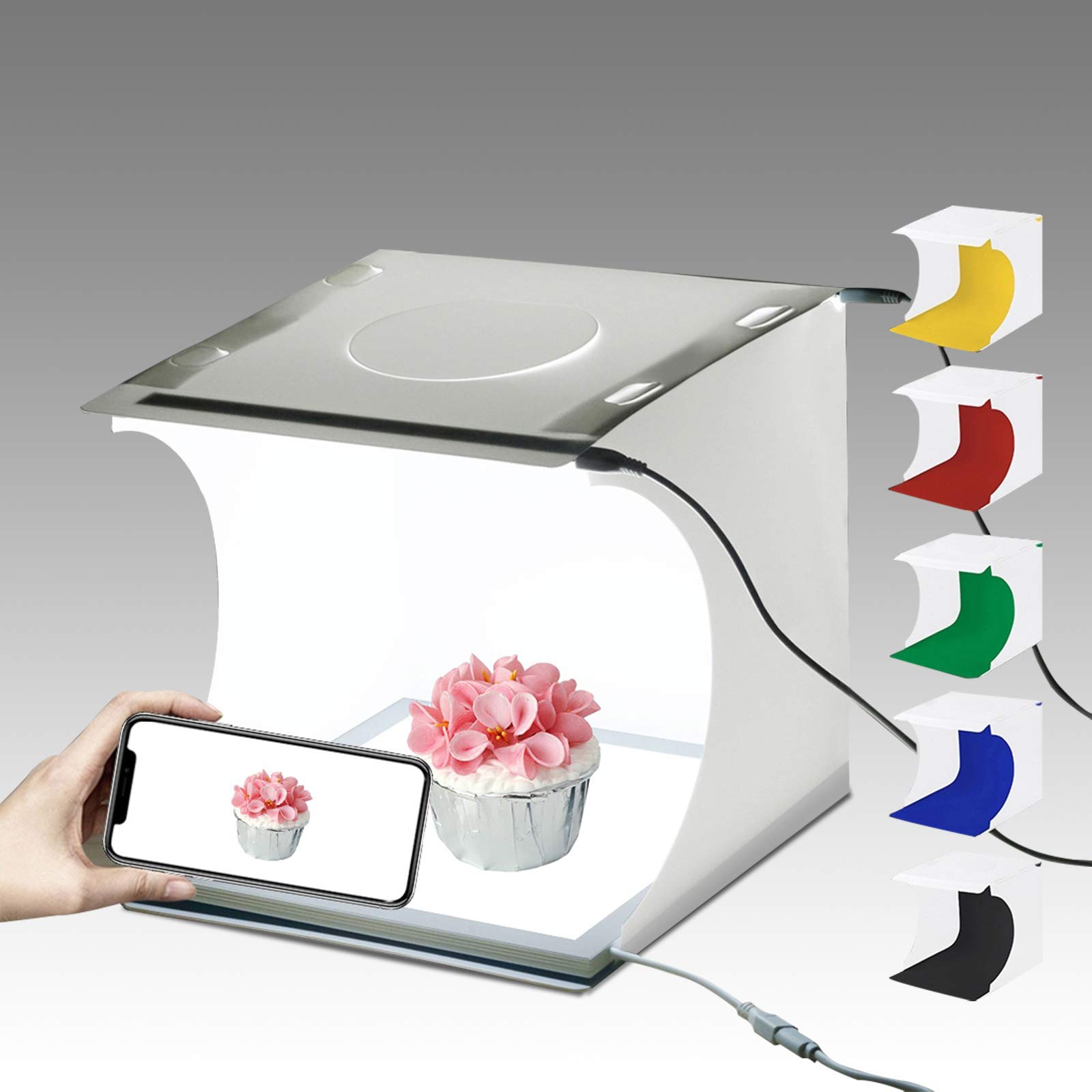 Mini Studio Photo LED Pliable 24 × 23 × 22 cm – 6 Fonds Inclus